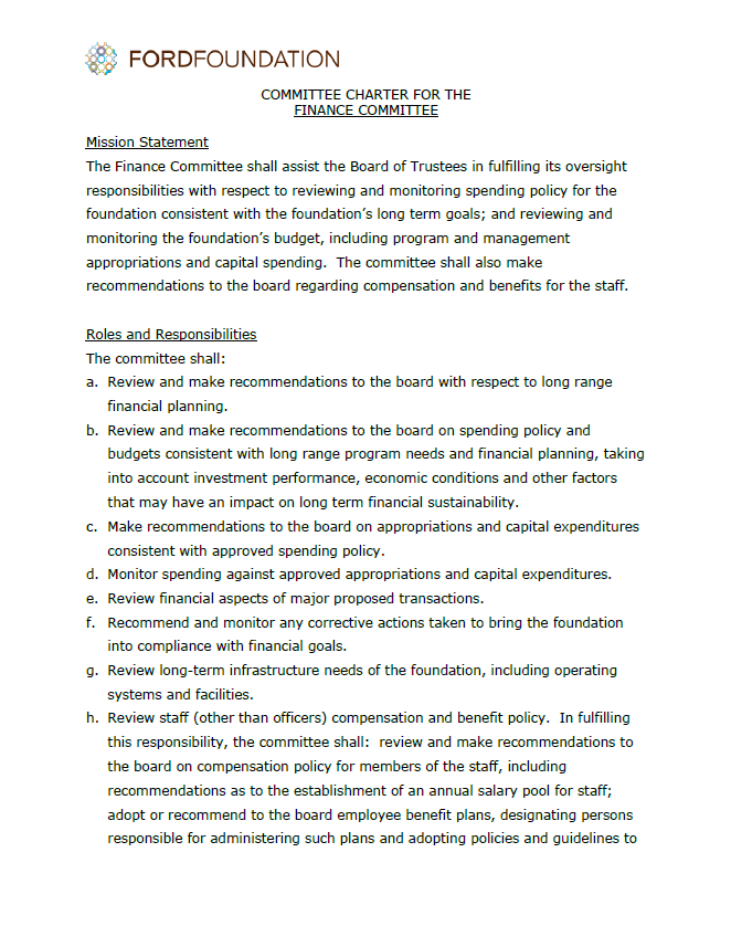 Finance Committee Charter Ford Foundation