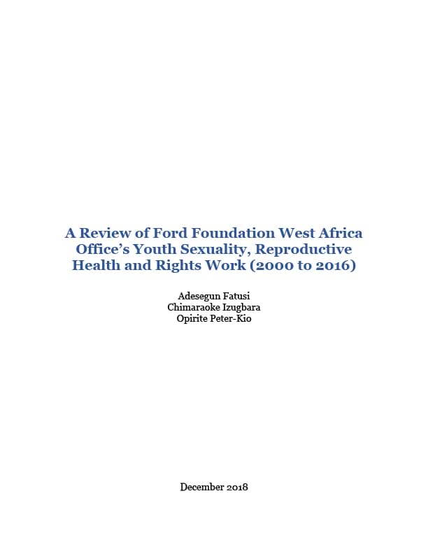 Evaluating Ford s youth sexuality reproductive health and rights