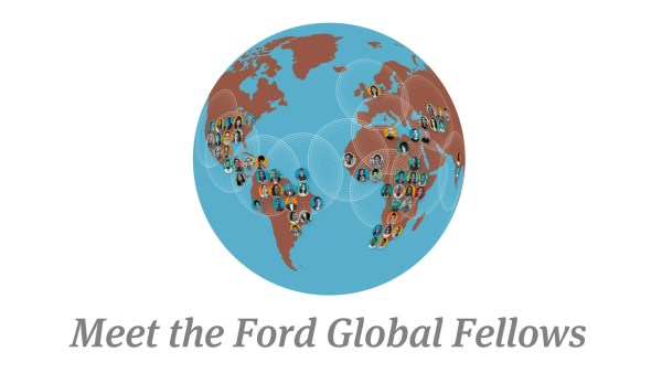 Illustration of a globe with the text: Meet the Ford Global Fellows